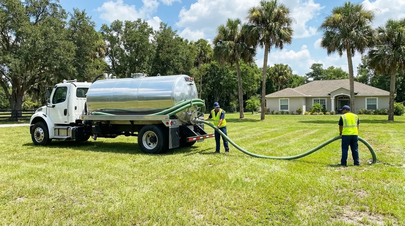Septic drain field area being serviced in Lakeland, FL